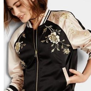 Express Embroidered Satin Tiger Bomber Jacket
